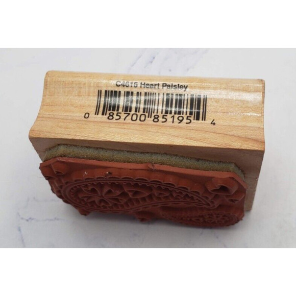 Hero Arts Duel Teardrop Pattern W/ Hearts Wood Mounted Rubber Stamp C4616 - Picture 2 of 7